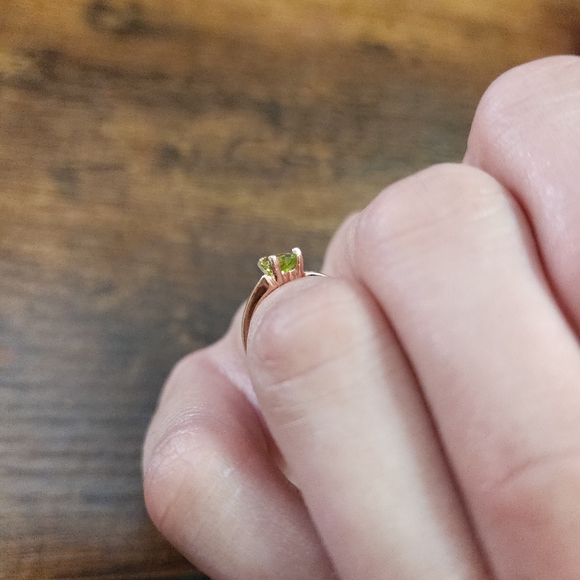 14k Rose Gold Heart Peridot Ring US Size 7 Made in USA Solid Gold Genuine Gem - Picture 12 of 14